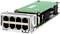 Ein grünes Computer-Netzwerkmodul mit acht schwarzen Ethernet-Anschlüssen an der Vorderseite, das für die Verbindung von Geräten genutzt wird.