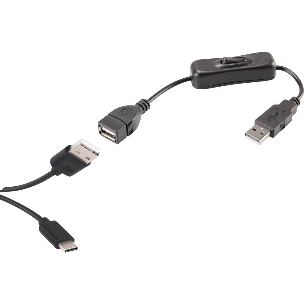 USB 2.0 Kabel Renkforce [1x USB-A 2.0 stekker 1x USB-C stekker] 1.25 m Zwart