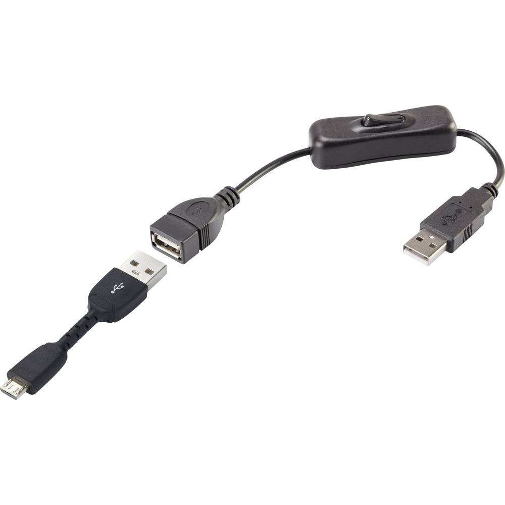 USB 2.0 Kabel Renkforce [1x USB-A 2.0 stekker 1x Micro-USB 2.0 stekker B] 0.25 m Zwart