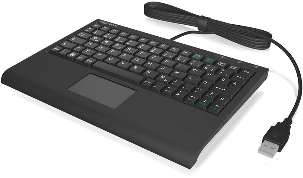 Keysonic ACK-3410 USB Tastatur Deutsch, QWERTZ Schwarz Integriertes Touchpad, Maustasten-1
