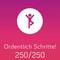 'Ordentlich Schritte! 250/250' auf pinkem Hintergrund mit Symbol einer stehenden Person.