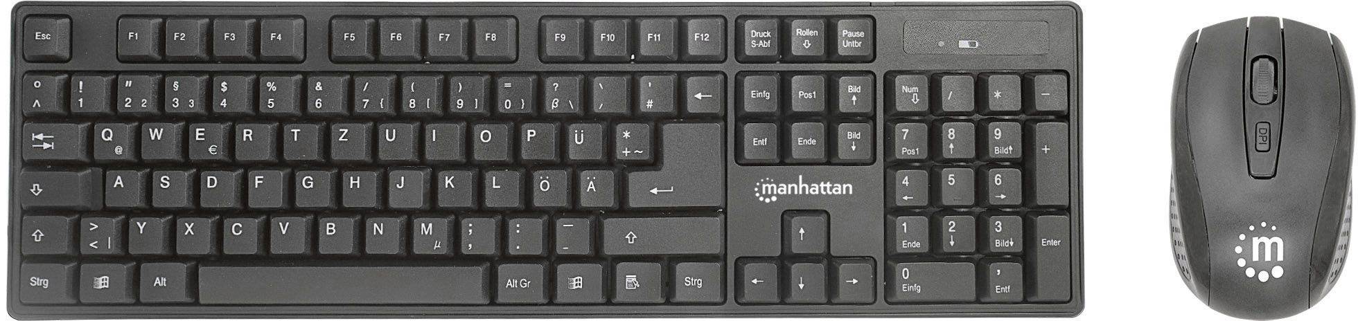 Manhattan 178990 Funk Tastatur, Maus-Set Deutsch, QWERTZ Schwarz-1