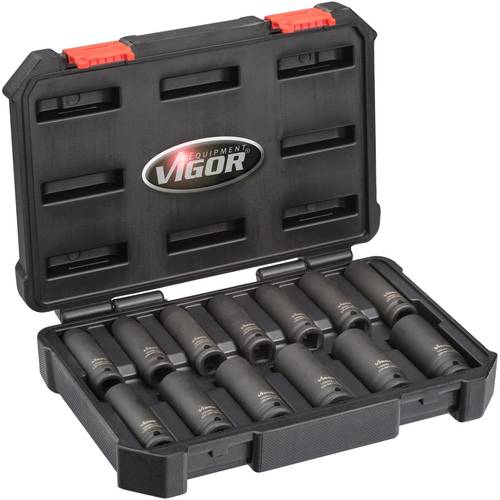 Vigor V5550L Außen-Sechskant Kraft-Steckschlüsseleinsatz-Set 13teilig 1/2 (12.5 mm)