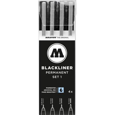 MOLOTOW 200486  Blackliner Set 1 Fineliner  Schwarz 0.05 mm, 0.1 mm, 0.2 mm, 0.4 mm 4 St.