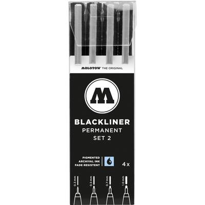 MOLOTOW 200487  Blackliner Set 2 Fineliner Schwarz 0.3 mm, 0.5 mm, 0.7 mm, 1 mm 4 St.