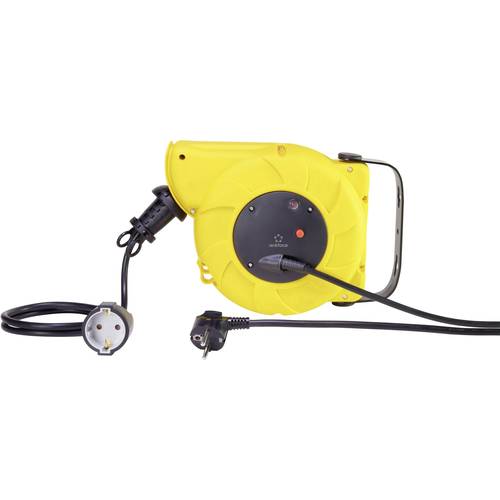 Renkforce RF-3349118 Wandkabeltrommel 9.00 m Schwarz Schutzkontakt-Winkelstecker