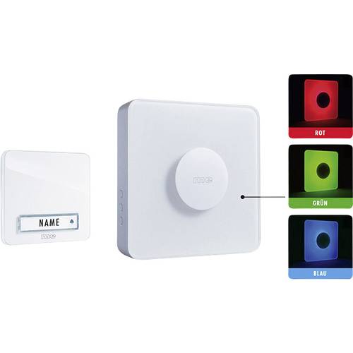 m-e modern-electronics 41144 Funkklingel Komplett-Set beleuchtet, mit Namensschild