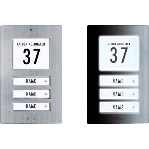 Thumbnail - m-e modern-electronics 41067 Klingelplatte mit Adressfeld, mit Namensschild 3 Familienhaus Edelstahl 12 V/1 A