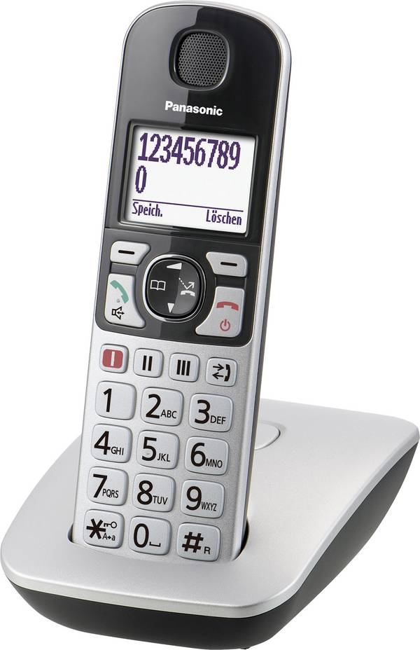 Panasonic KX-TGE510GS Schnurloses Seniorentelefon  Beleuchtetes Display Silber-Schwarz