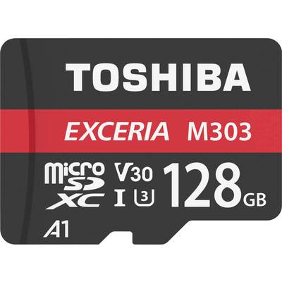 Toshiba M303 Exceria microSDXC-Karte 128 GB Class 10, UHS-I, v30 Video Speed Class, UHS-Class 3 inkl. SD-Adapter, A1-Lei