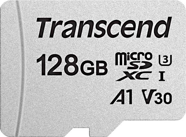 Transcend Premium 300S microSDXC-Karte  128 GB Class 10, UHS-I, UHS-Class 3, v30 Video Speed Class, A1 Application Performance Class