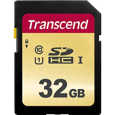 SD-Karte von Transcend mit 32 GB Speicher, Geschwindigkeitsklasse 10, UHS-I. Hauptsächlich in Kameras und Geräten verwendet.