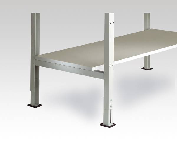 Manuflex LZ3675 ESD Zwischenboden Melamin lichtgrau leitfähig Ableitwiderstand nach EN100015 1250x 500x25mm, mit Unterzug für UNIVERSAL 1250x 800mm Lichtgrau