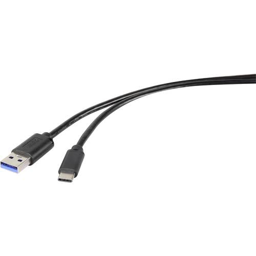 Renkforce USB-Kabel USB 3.2 Gen1 USB-A Stecker, USB-C® Stecker 0.50 m Schwarz RF-4599658