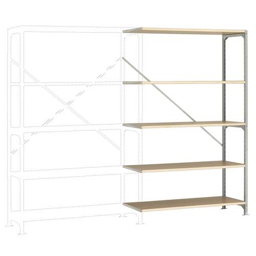 Thumbnail - Manuflex RM2137 Fachbodenregal-Anbaumodul 140 kg (B x H x T) 1220 x 2000 x 600 mm Stahl verzinkt Verzinkt Holzboden