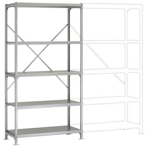 Thumbnail - Manuflex RM2109 Fachbodenregal-Grundmodul 100 kg (B x H x T) 1030 x 2000 x 300 mm Stahl verzinkt Verzinkt Metallboden