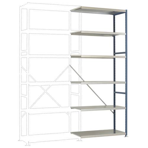 Manuflex RP1424.5012 Fachbodenregal-Anbaumodul 200 kg (B x H x T) 970 x 2500 x 600 mm Stahl pulverbeschichtet Lichtblau ...