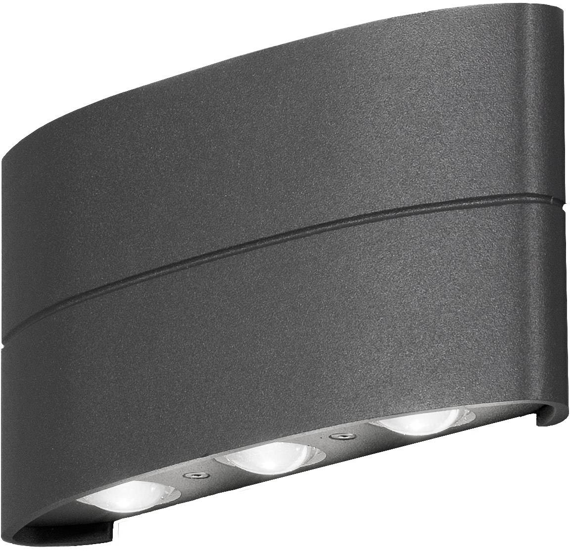 Schwarze Wandlampe mit drei nach unten gerichteten LED-Lichtern, modernes Design, zur Beleuchtung von Wohn- oder Arbeitsbereichen.