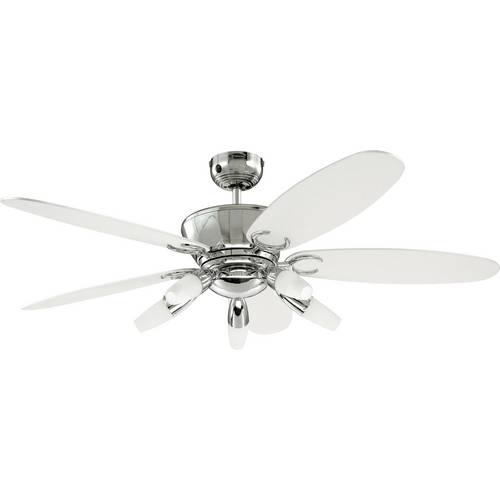 Westinghouse Arius Deckenventilator 55 W (Ø x H) 132 cm x 420 mm Chrom mit Beleuchtung, mit Fernbedienung, Wendbare Flüg...