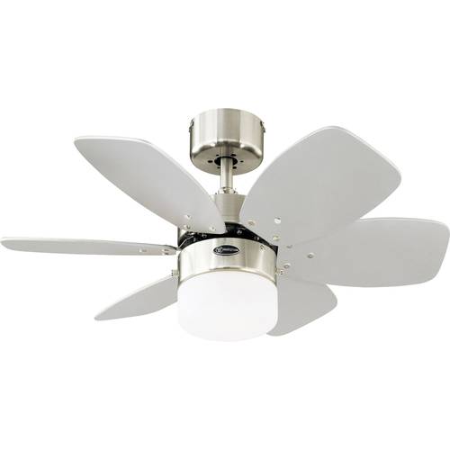 Westinghouse Flora Royale Deckenventilator 54 W (Ø x H) 76 cm x 38 cm Chrom mit Beleuchtung, Wendbare Flügel