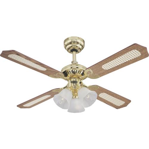 Westinghouse Princess Trio Deckenventilator 55 W (Ø x H) 105 cm x 43 cm Messing (poliert) mit Beleuchtung, Wendbare Flüg...