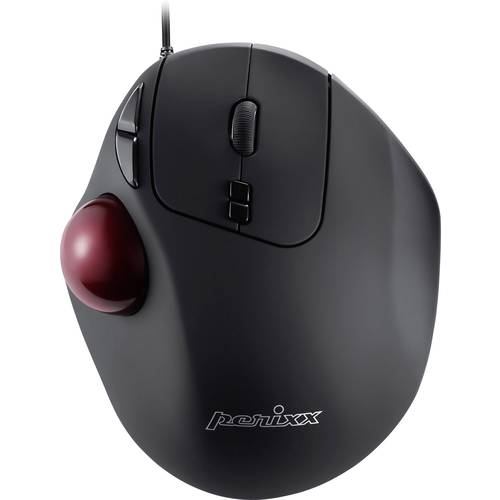 Perixx PERIMICE-517 D Trackball USB Laser Schwarz 7 Tasten 400 dpi, 1000 dpi Ergonomisch, Integrierter Trackball