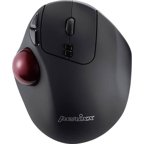 Perixx PERIMICE-717 D Trackball Funk Laser Schwarz 7 Tasten 2000 dpi Ergonomisch, Integrierter Trackball