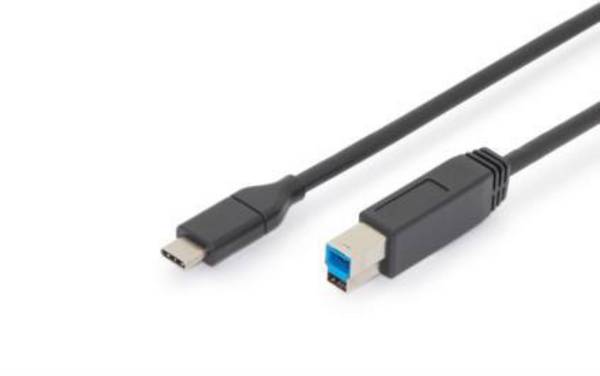 Digitus USB-Kabel USB 3.2 Gen1 USB-C® Stecker, USB-B Stecker 1.80 m Schwarz doppelt geschirmt AK-300149-018-S