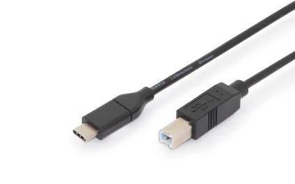DIGITUS ASSMANN USB Type-C Verbindungskabel Typ C auf B St/St 1,8m 3A 480MB 2.0 Version CE sw