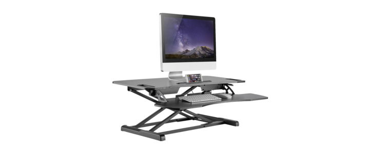 Digitus – Höhenverstellbarer Sitz/Steh Arbeitsplatz mit Tastatur und Mausablage →