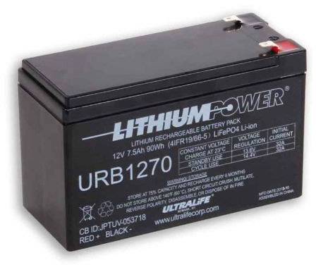 Ultralife URB1270 Speciale oplaadbare batterij LiFePo-blok Platte stekker LiFePO4 12.8 V 7500 mAh