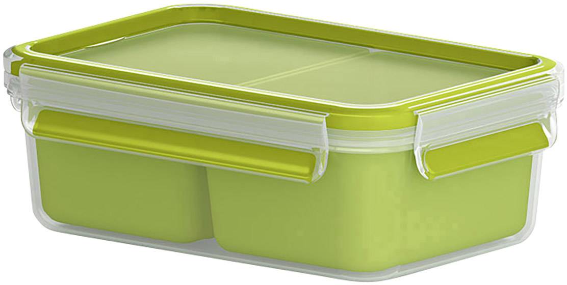 EMSA CLIP & GO Snackbox 1,0 L mit 2 Einsätzen, 1 l, Transparent, Polypropylen (PP),-0