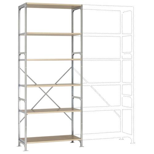 Manuflex RB2164 Fachbodenregal-Grundmodul 80 kg (B x H x T) 970 x 2500 x 400 mm Stahl verzinkt Verzinkt Holzboden