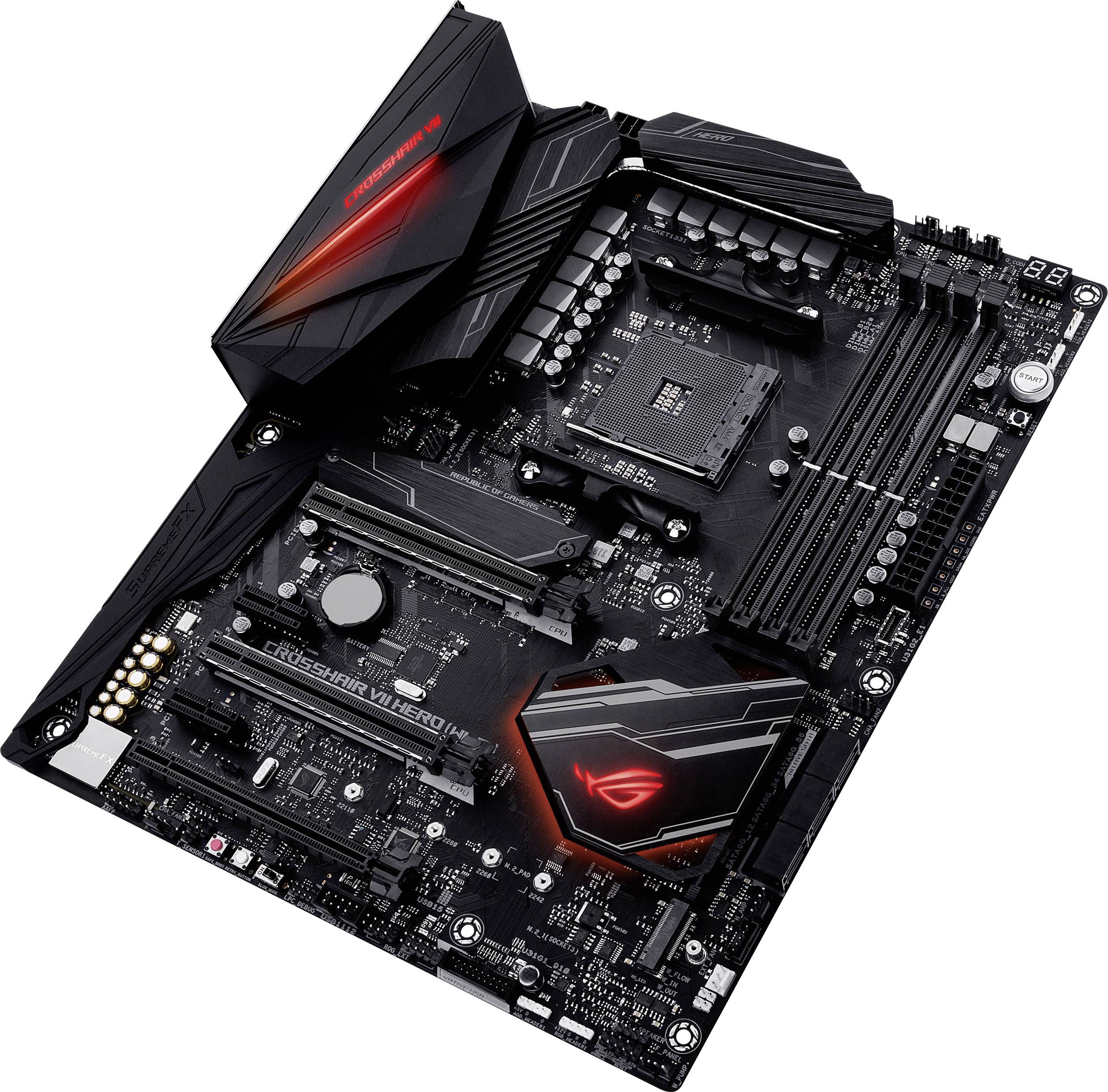 Asus ROG Crosshair VII Hero (WI-FI) Mainboard Sockel (PC) AMD® AM4 Formfaktor (Details) ATX Mainboard-Chipsatz AMD® X470-4