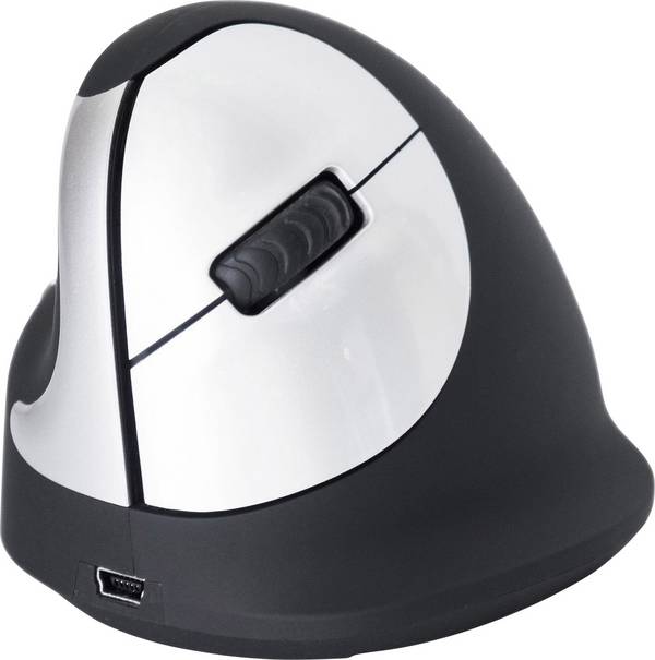 R-GO Tools RGOHEWLL  Ergonomische Maus Funk  Größe: M Optisch Schwarz, Silber 4 Tasten 1750 dpi Ergonomisch