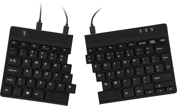 R-GO Tools RGOSP-DEWIBL USB Tastatur Deutsch, QWERTZ Schwarz Ergonomisch