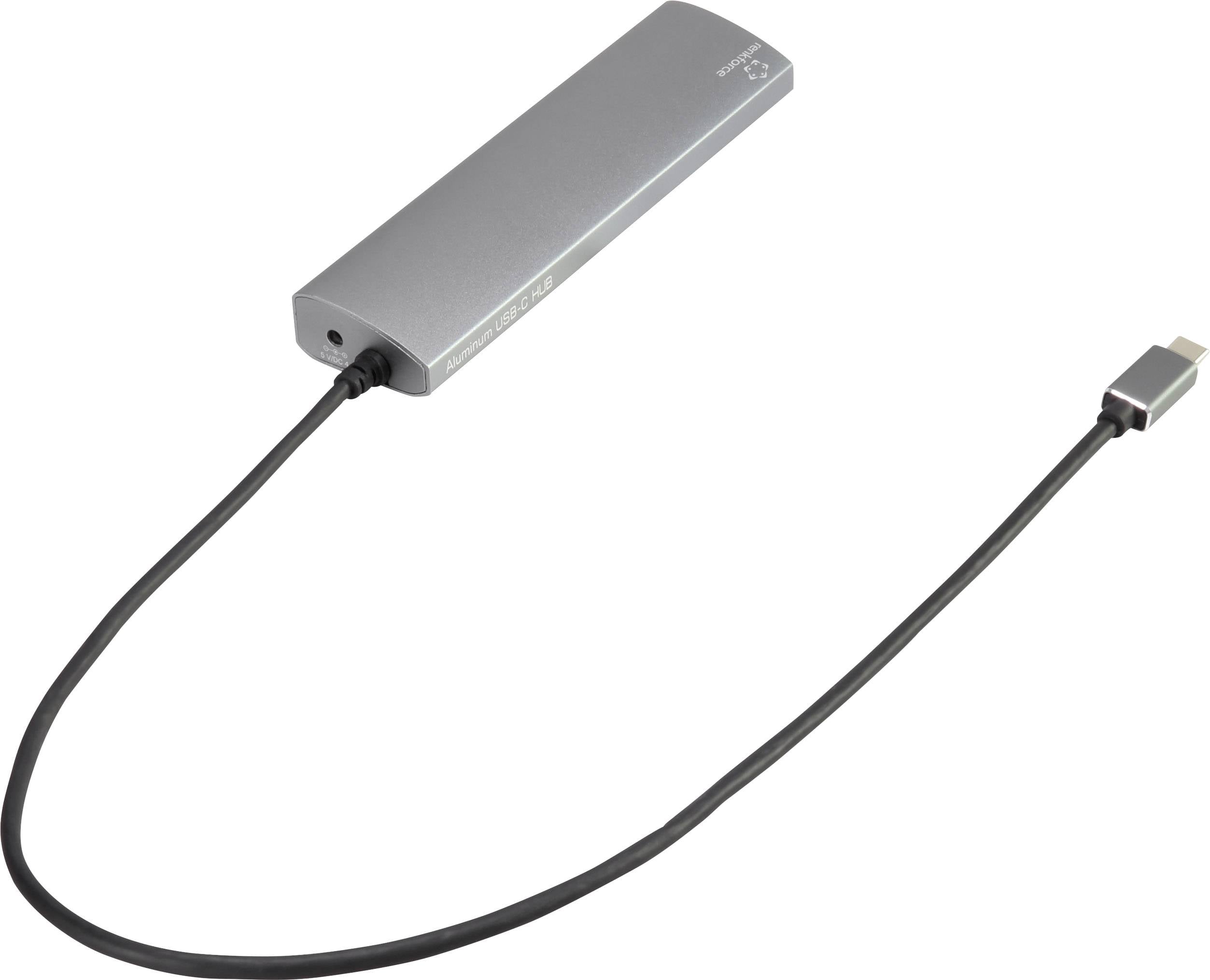 Externe Festplatte in silber mit USB-C-Anschluss und schwarzem Kabel.
