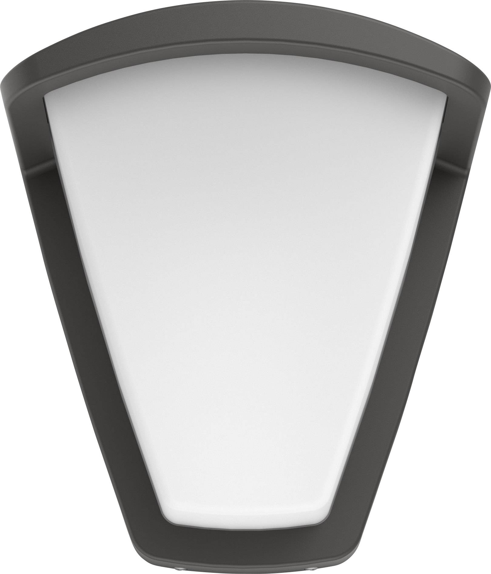 Eine wandmontierte LED-Außenleuchte mit modernem Design, schwarzem Rahmen und weißem Lichtpaneel. Ideal zur Beleuchtung von Außenbereichen.