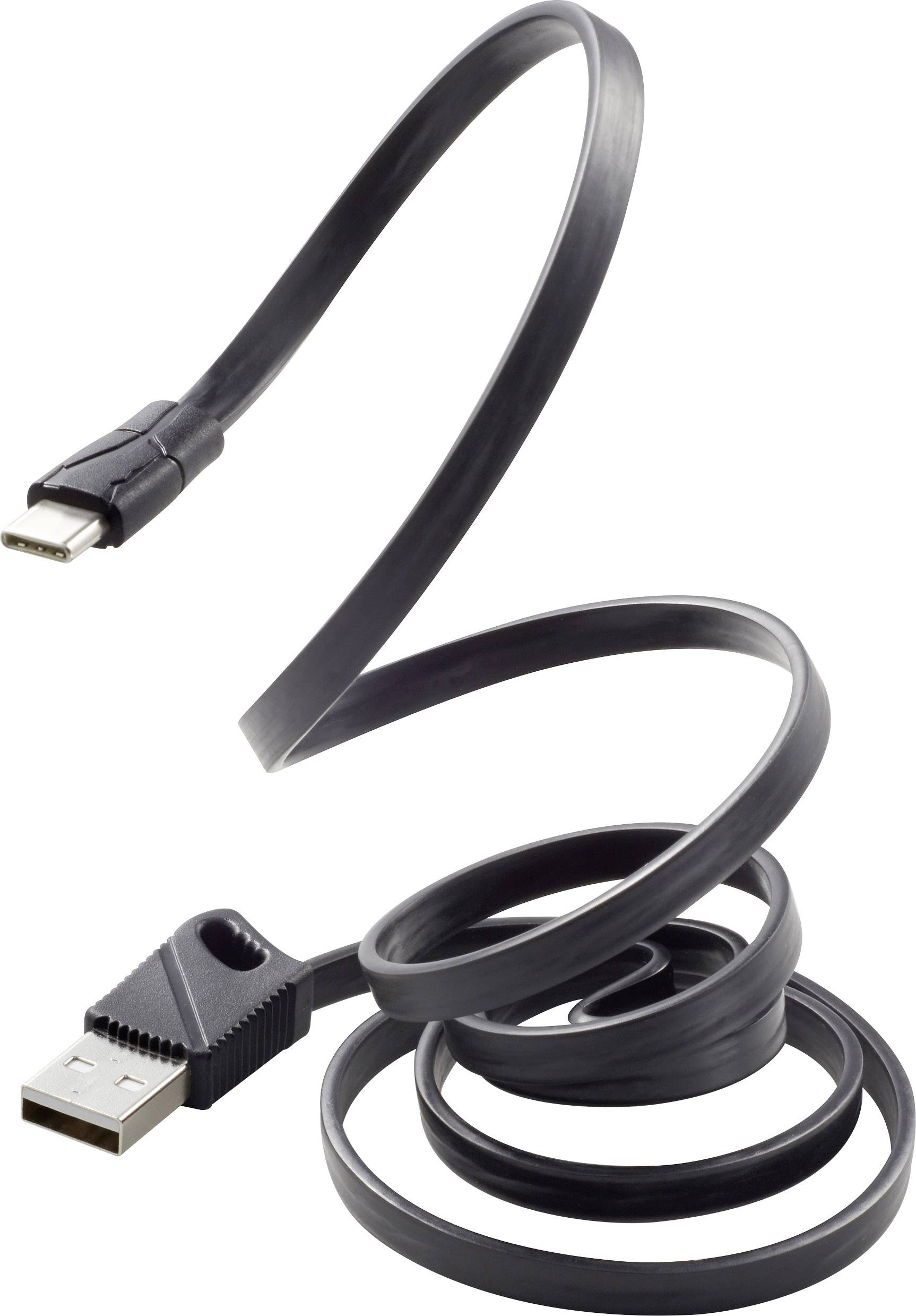 RENKFORCE USB 2.0 Anschlusskabel [1x USB 2.0 Stecker A - 1x USB-C Stecker] 1 m Schwarz