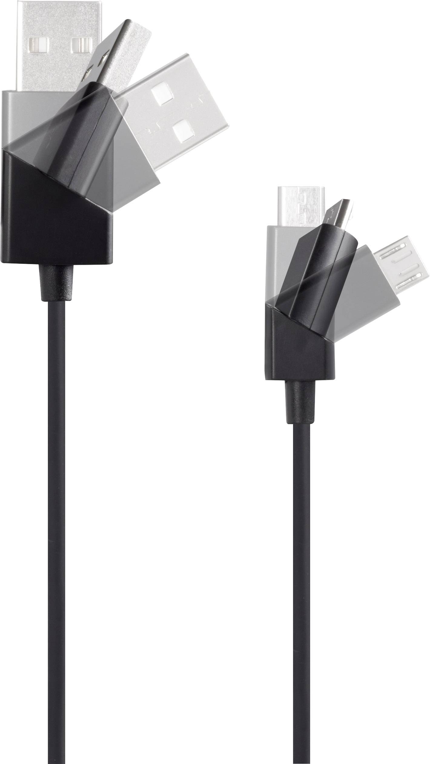RENKFORCE USB 2.0 Anschlusskabel [1x USB 2.0 Stecker A - 1x USB 2.0 Stecker Micro-B] 1 m