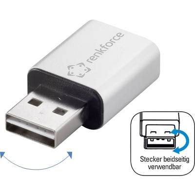 Renkforce USB 2.0 Adapter [1x USB 2.0 Stecker A - 1x USB 2.0 Buchse A]  beidseitig verwendbarer Stecker, Aluminium-Steck