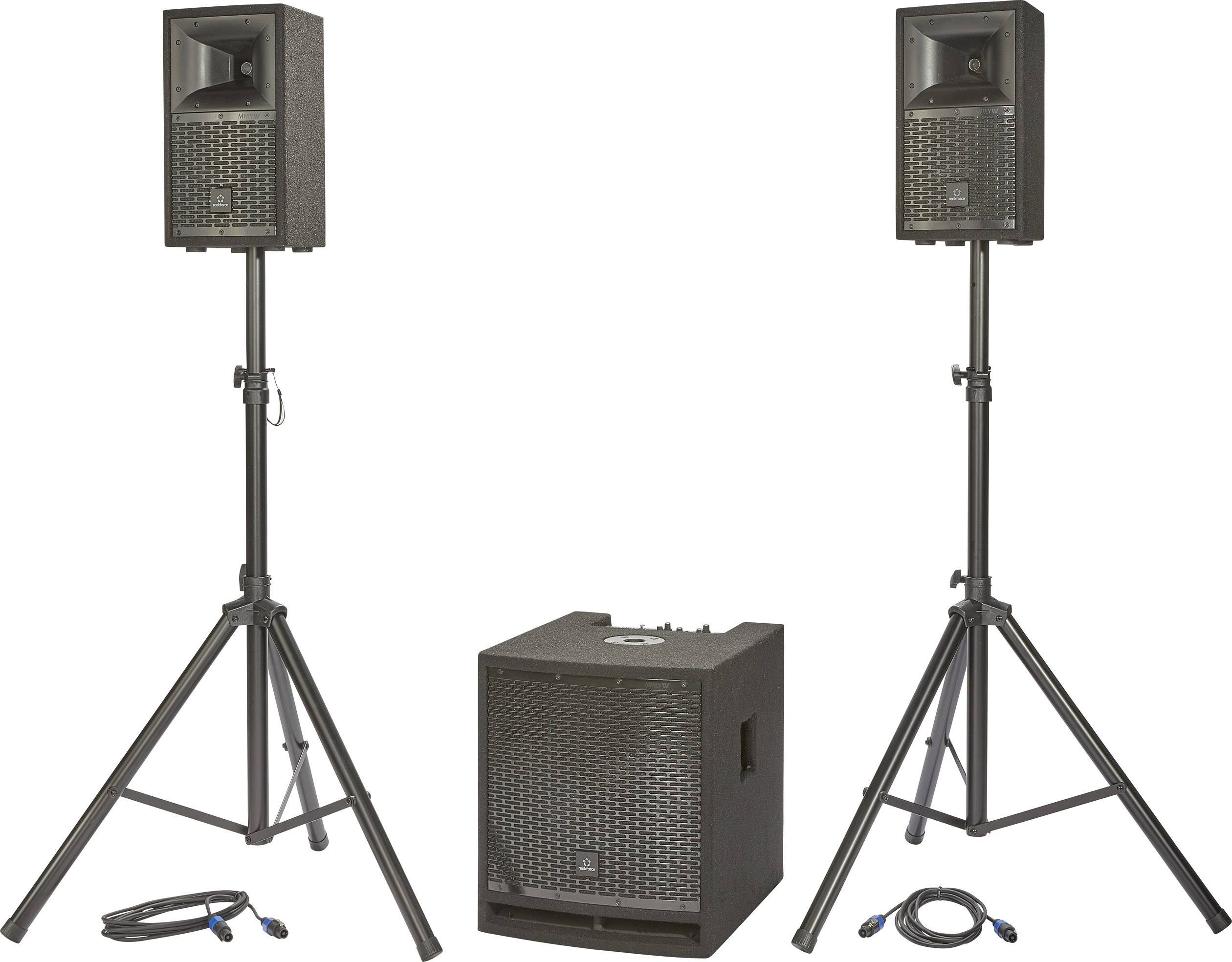 Renkforce M.I.L.L.Y IV Aktives PA-Lautsprecher-Set inkl. Subwoofer, inkl. Stativ kaufen - Conrad ...