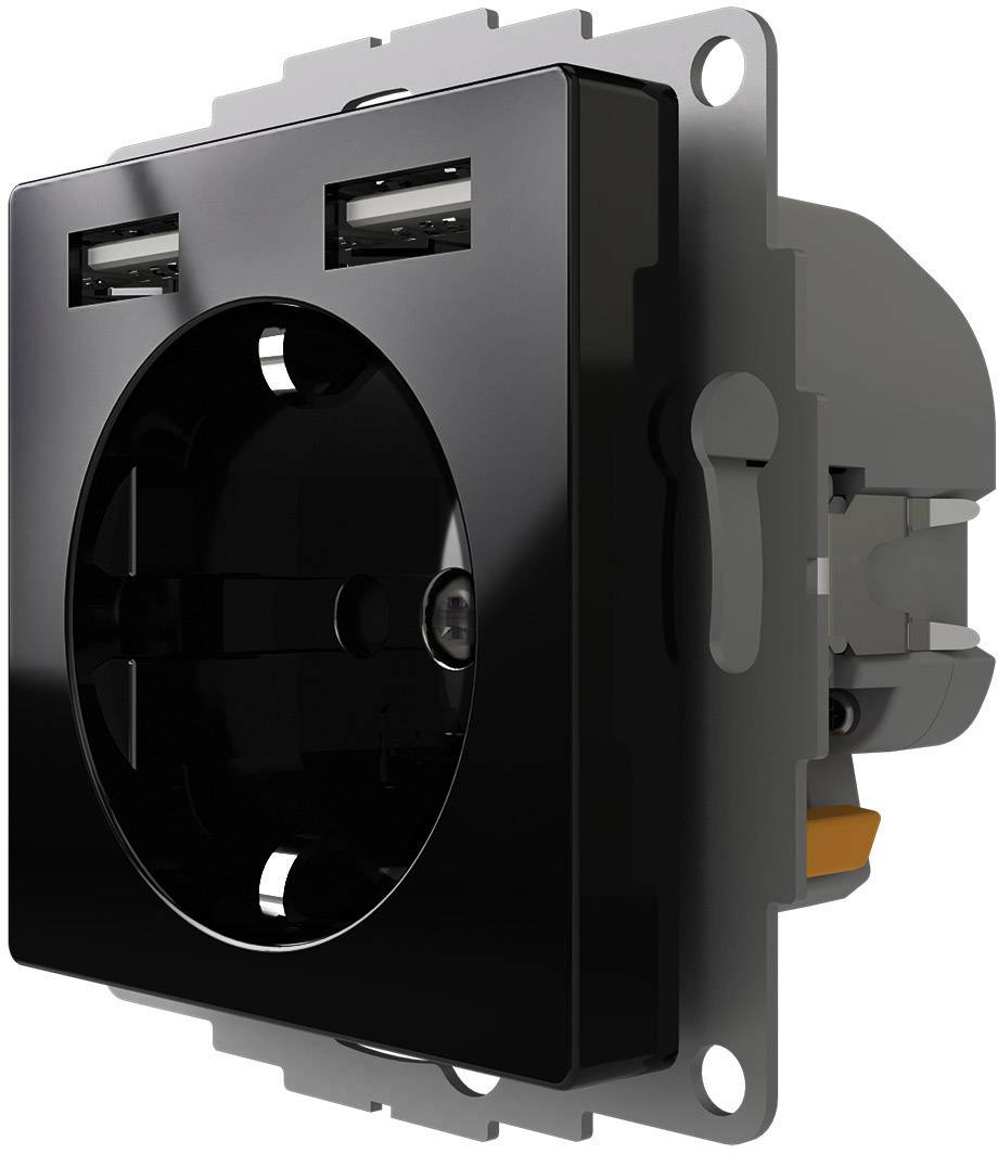 2USB 2U-449313 Unterputz-Steckdose VDE, mit USB, erhöhter Berührungsschutz IP20 Schwarz-2