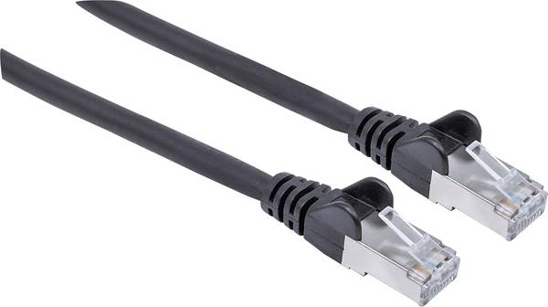 Intellinet 736855 RJ45 Patchkabel CAT 6a S/FTP 10.00 m Schwarz Folienschirm, Geflechtschirm, Halogenfrei 1 St.