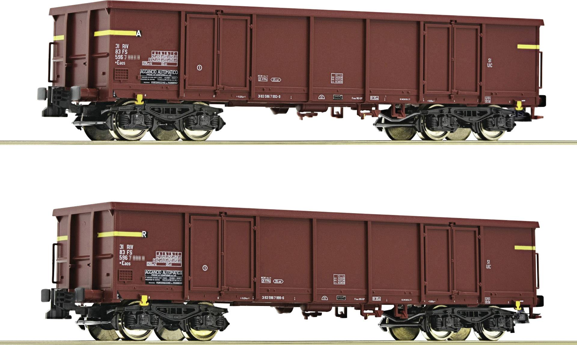 ROCO 76127 2-tlg. Set: Offene Güterwagen, FS