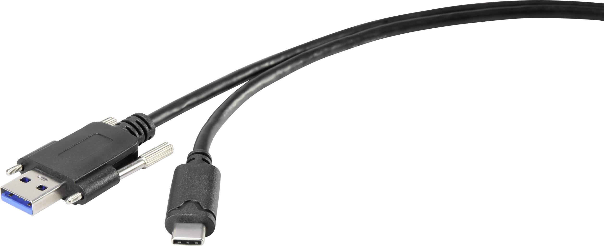 RENKFORCE USB 3.0 Anschlusskabel [1x USB 3.1 Stecker A - 1x USB-C Stecker] 1 m Schwarz
