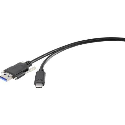 Renkforce USB-Kabel USB 3.2 Gen1 (USB 3.0 / USB 3.1 Gen1) USB-A Stecker, USB-C® Stecker 1.00 m Schwarz schraubbar RF-338