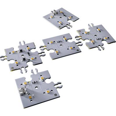 Fünf silberne Leiterplatten mit elektronischen Bauteilen, die darauf montiert sind, zeigen unterschiedliche Konnektivitätsmöglichkeiten.