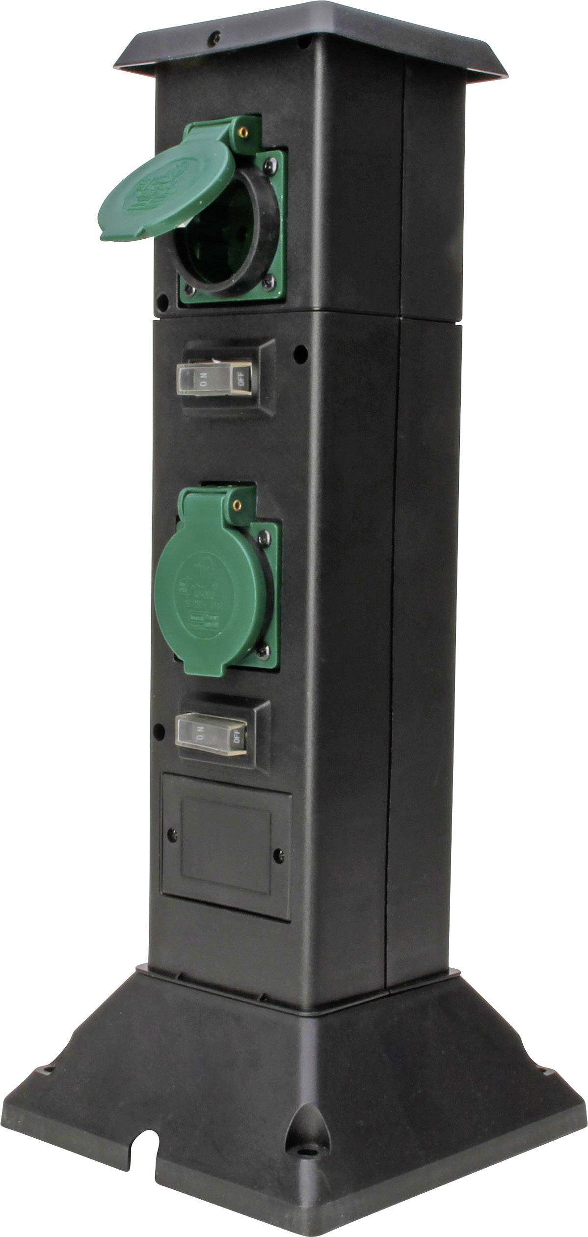 Kopp 145335018 Gartensteckdose 4fach Schwarz, Grün einzeln schaltbar