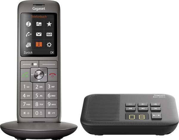 Gigaset CL660A + Box 200 DECT/GAP Schnurloses Telefon analog  Anrufbeantworter Anthrazit